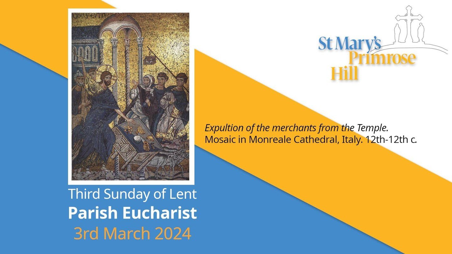 St Mary's Primrose Hill: Newsletter - Third Sunday of Lent - https://mailchi.mp/smvph/st-mary-the-virgin-primrose-hill-newsletter-01-03-2024
Images: Expulsion of the merchants from the temple mosaic. 12th and 13th centuries. Monreale Cathedral, Paler