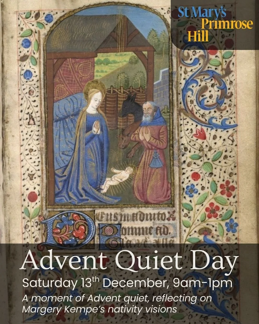 Looking for a moment of peace amidst the busy run up to Christmas? Come and join us for our Advent quiet morning. We will be taking the nativity visions of English mystic Margery Kempe as a starting point for seeing ourselves in the story as a form o