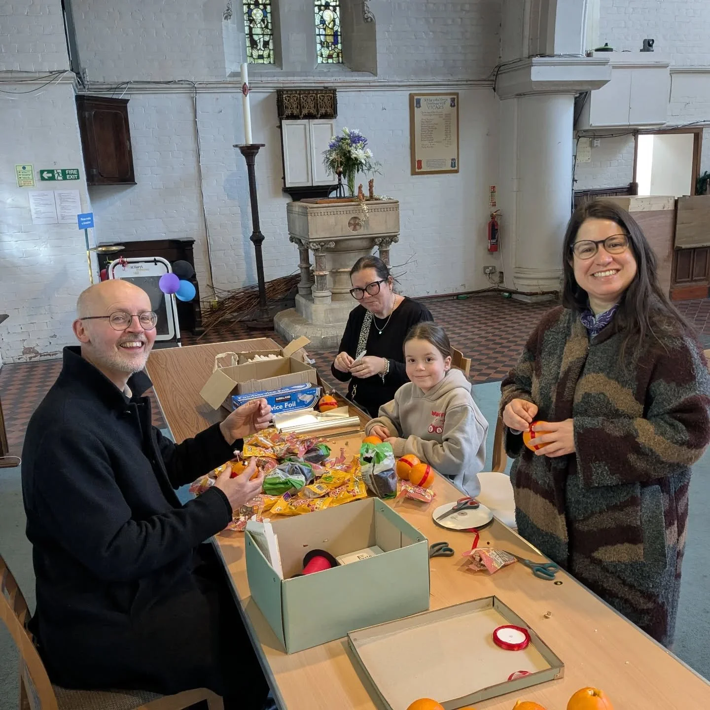 Christingle making in process! Come and join us at 5pm today!