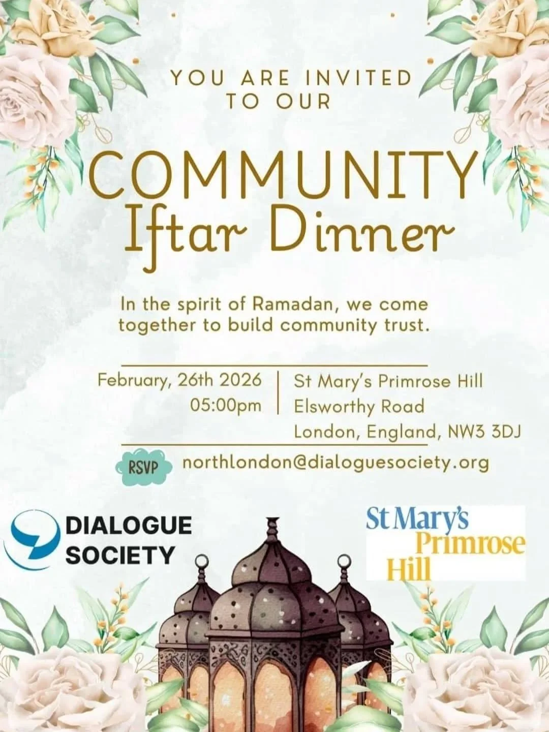 We're very excited to be hosting a community Iftar with our friends from @dialoguesociety! All are welcome next Thursday, get in contact with northlondon@dialoguesociety.org to RSVP!