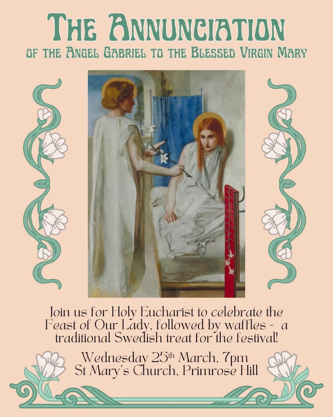 Come along to celebrate the Feast of the Annunciation with us this evening at 7pm!