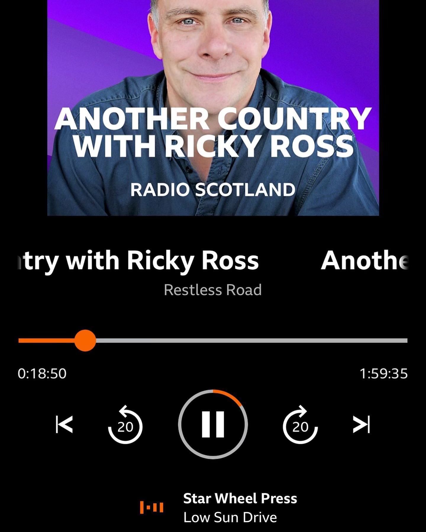 Ricky Ross from Deacon Blue played our new track Low Sun Drive on his Radio programme. He said he was loving it very much. How humbling - my wee 13 year old self listening to Rain Town would not believe it. Thanks sir. #rickyross #bbcscotland #starwh