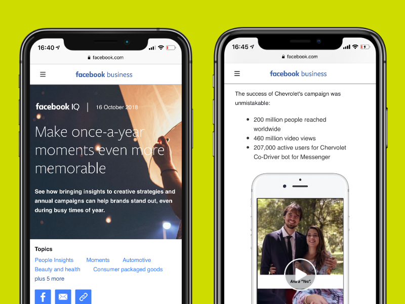 Our articles and white paper are published on the popular Facebook IQ website