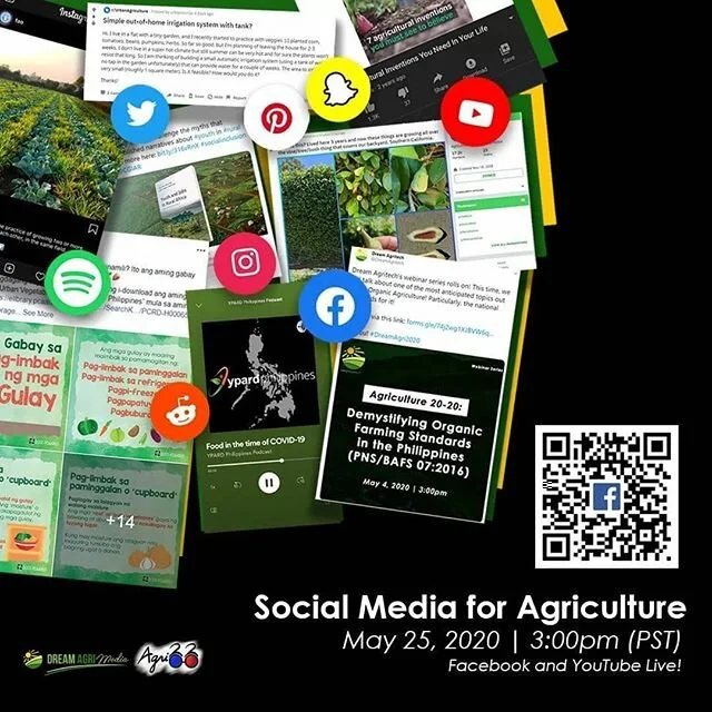 Abangan at sumali sa mga shows at pa-contest ng Dream AgriMedia sa linggong ito! 
1. Matuto ng mga technique para magamit ang Social Media sa larangan ng pagsasaka! Agri 20-20: Social Media for Agriculture sa ganap na 3:00 ng hapon, Lunes! 
Facebook: