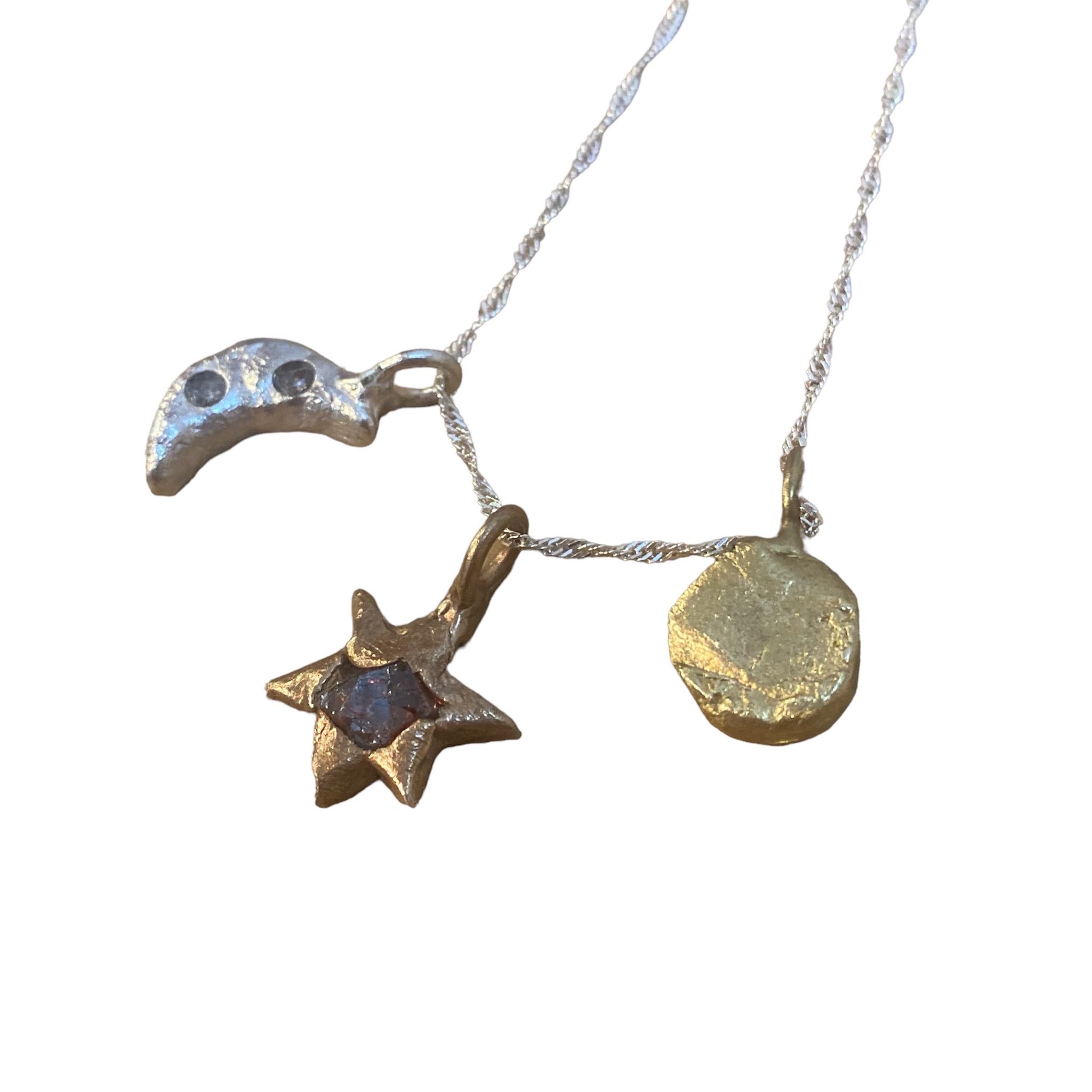 Sun moon star earring necklace 