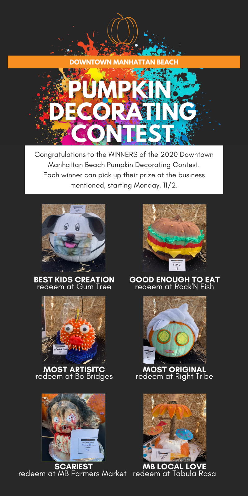 2020 Pumpkin Decorating Contest WINNERS