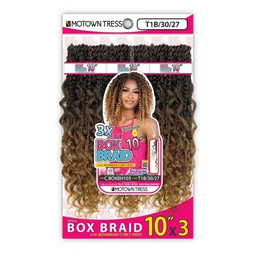 Motown Tress 3x Box Braid 10" With Bohemian Curly Ends