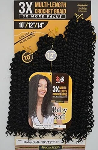 Bobbi Boss Multi Length Crochet braid Baby Soft 10", 12", 14"