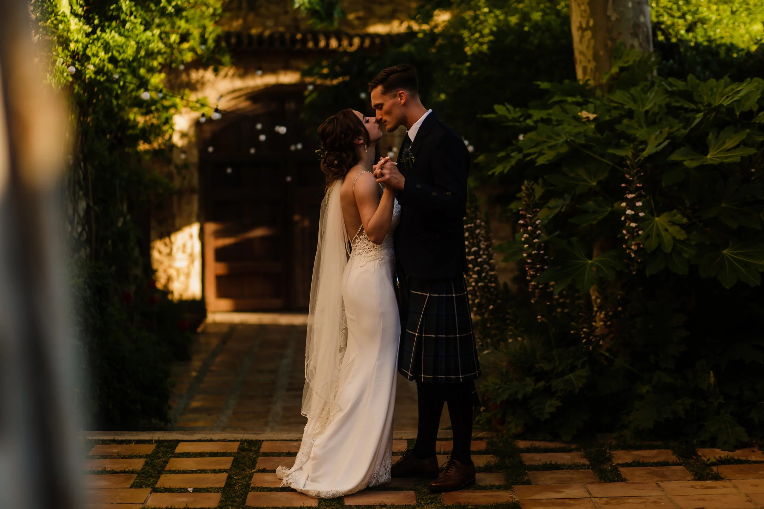 Bride and groom on their Wedding Day at Casa Felix Sitges Barcelona by Jo Kemp Photography