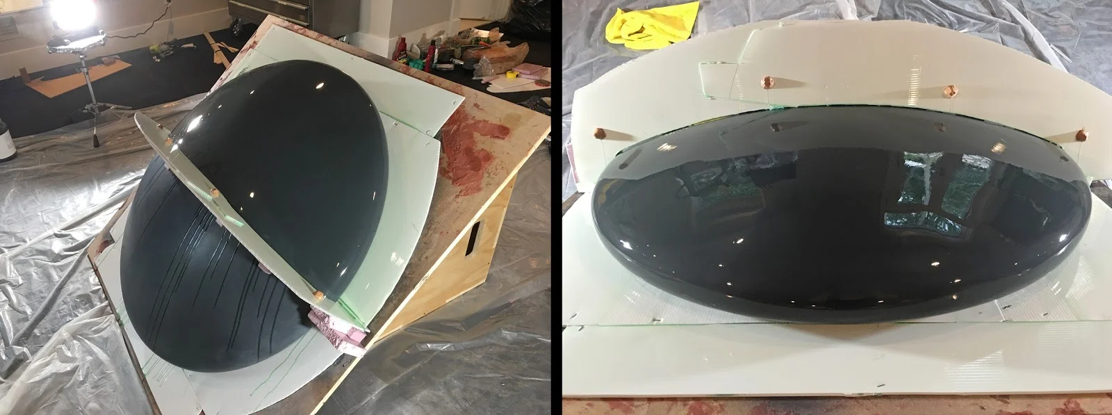 Green slime time with PVA. The beige balls of clay are registration dots that will form features to seat with the other half of the mold.