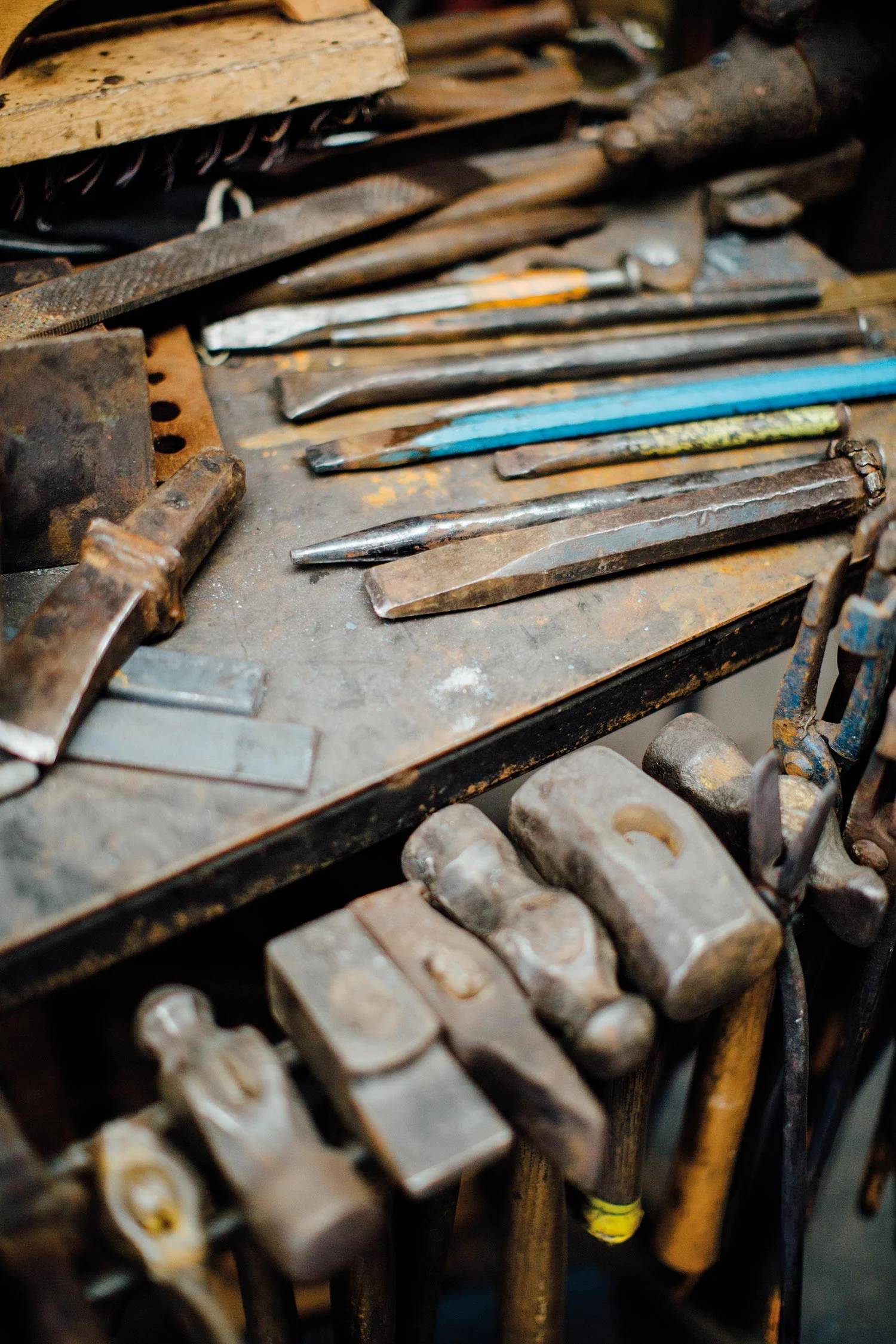 Chisels and punches Chisels can be used for knocking splatter off work or making marks, decorative lines, and hot cuts. Punches are for making holes in the metal
