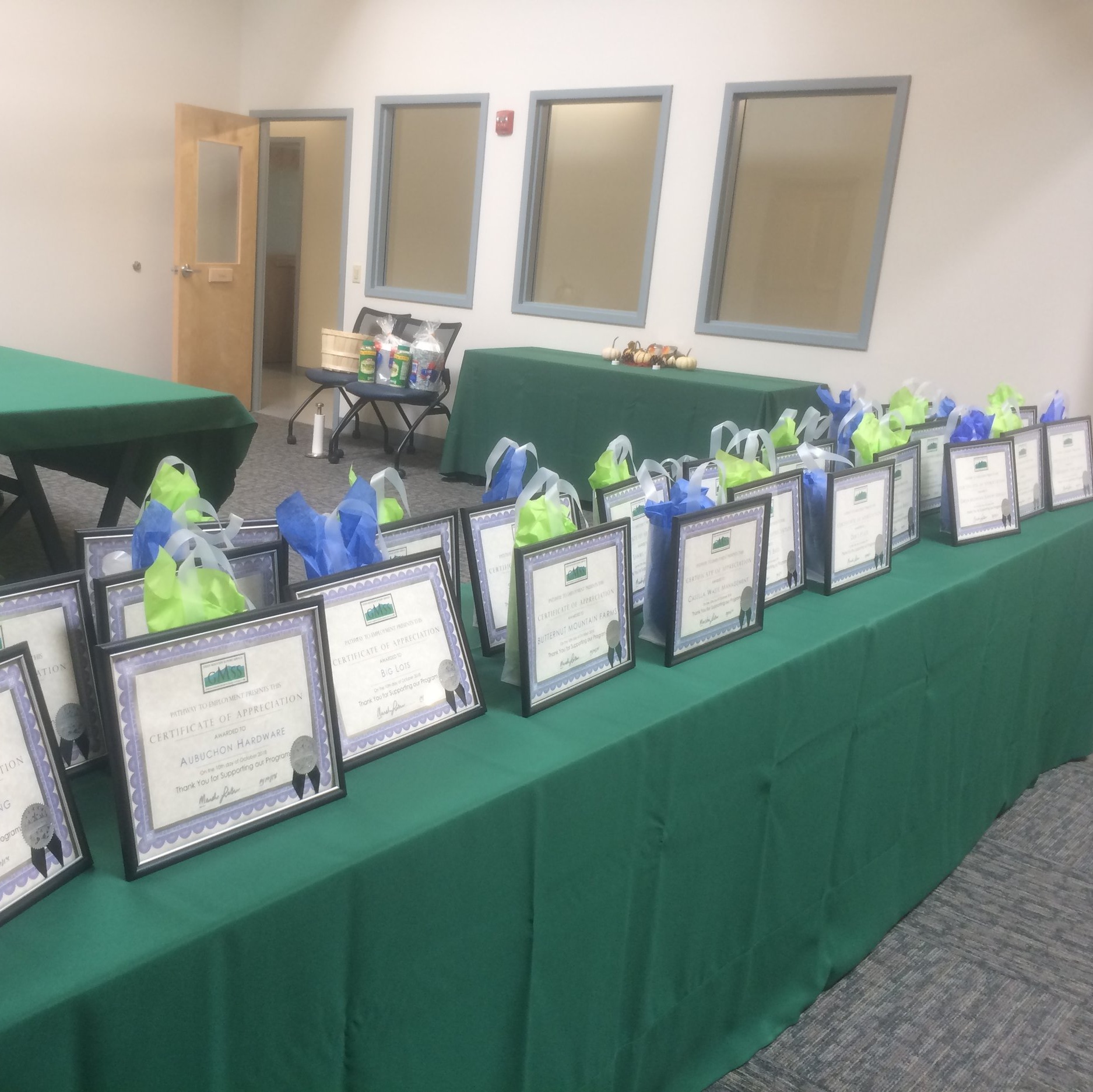 In October we honored all of the businesses who work with our Supported Employment department.
