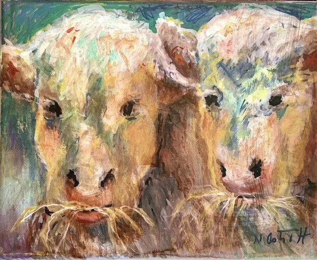"Two Cows"  11 x 14  Acrylic