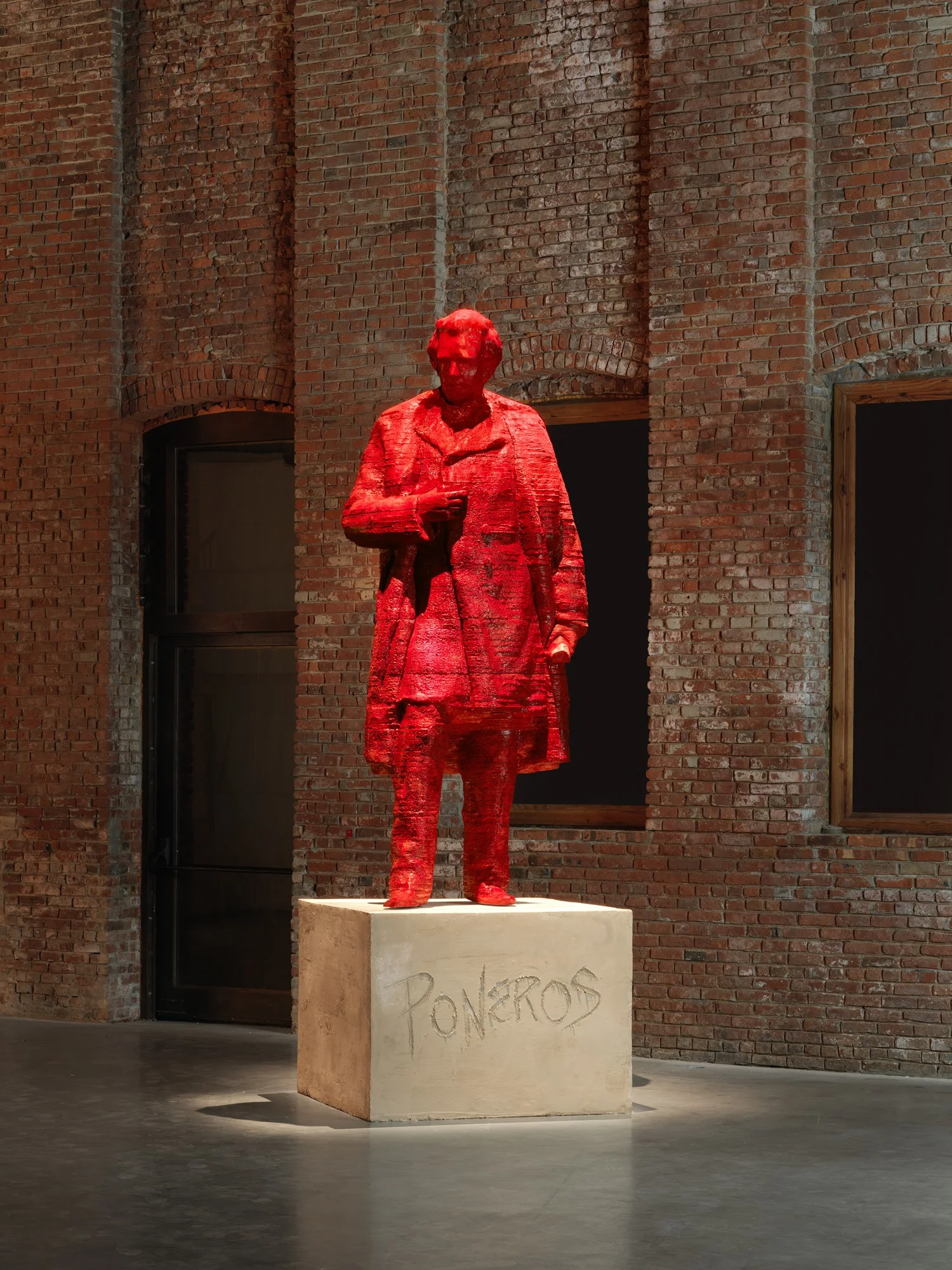 Doreen Garner PONEROS, 2017 Foam, blood-tinted polyurethane, 48 x 48 x 216.5 inches Courtesy of Pioneer Works