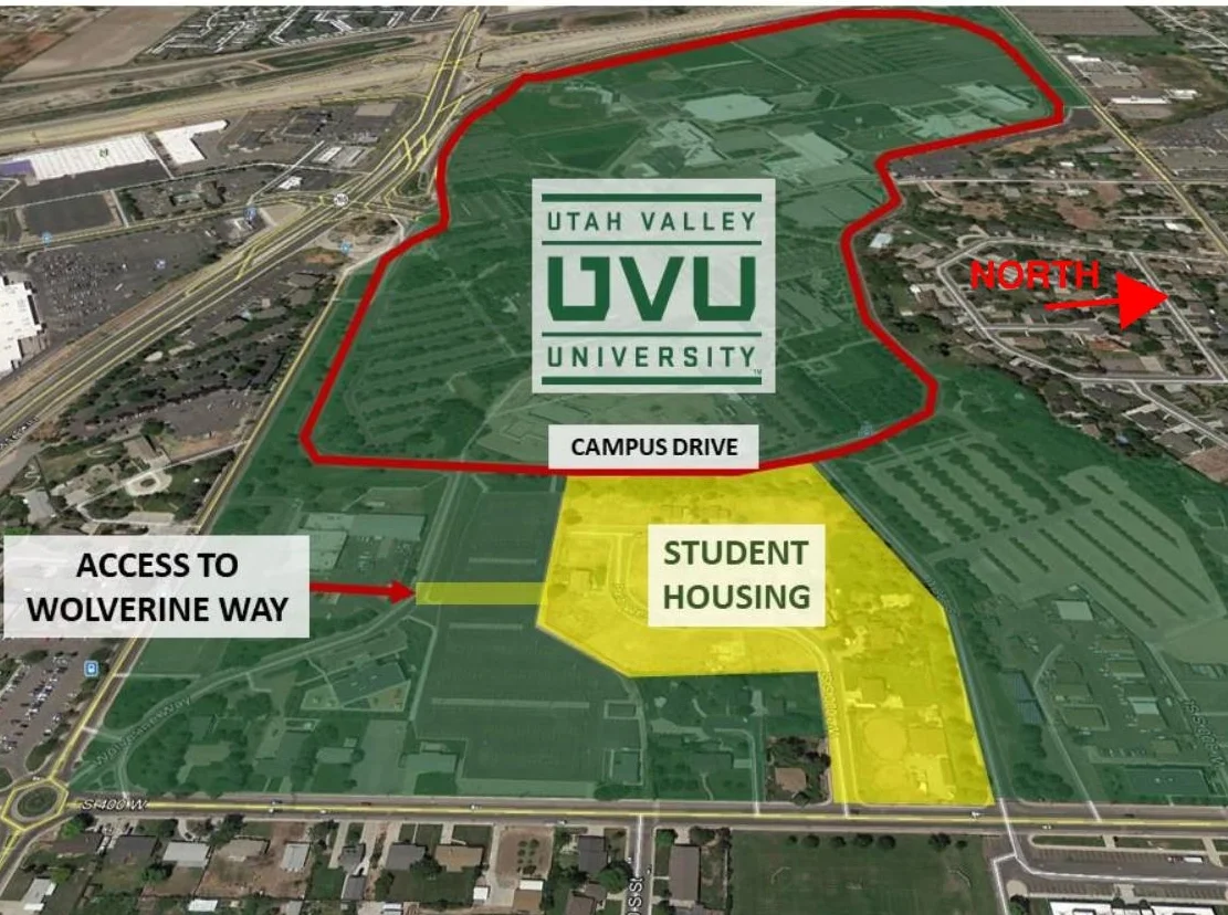 The project is almost surrounded on all four sides by UVU ground. Learn More .