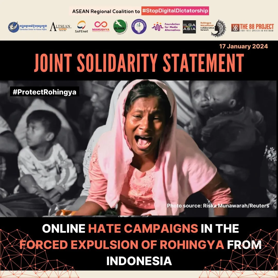 Joint Solidarity Statement: Confronting the Influence of Online Hate Campaigns in the Forced Expulsion of Rohingya from Indonesia  