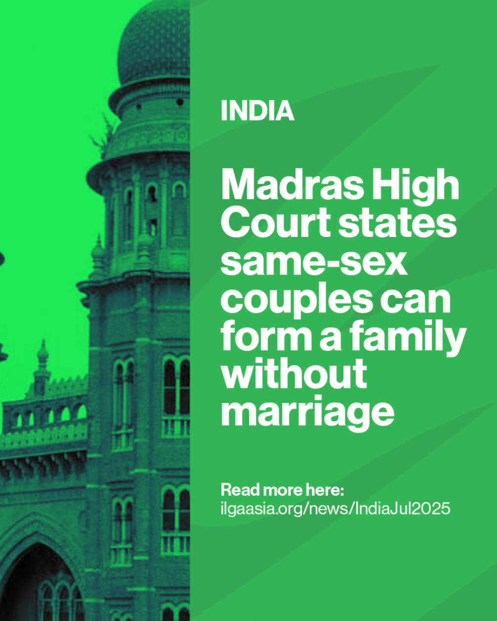 India: Madras High Court states same-sex couples can form a family without marriage