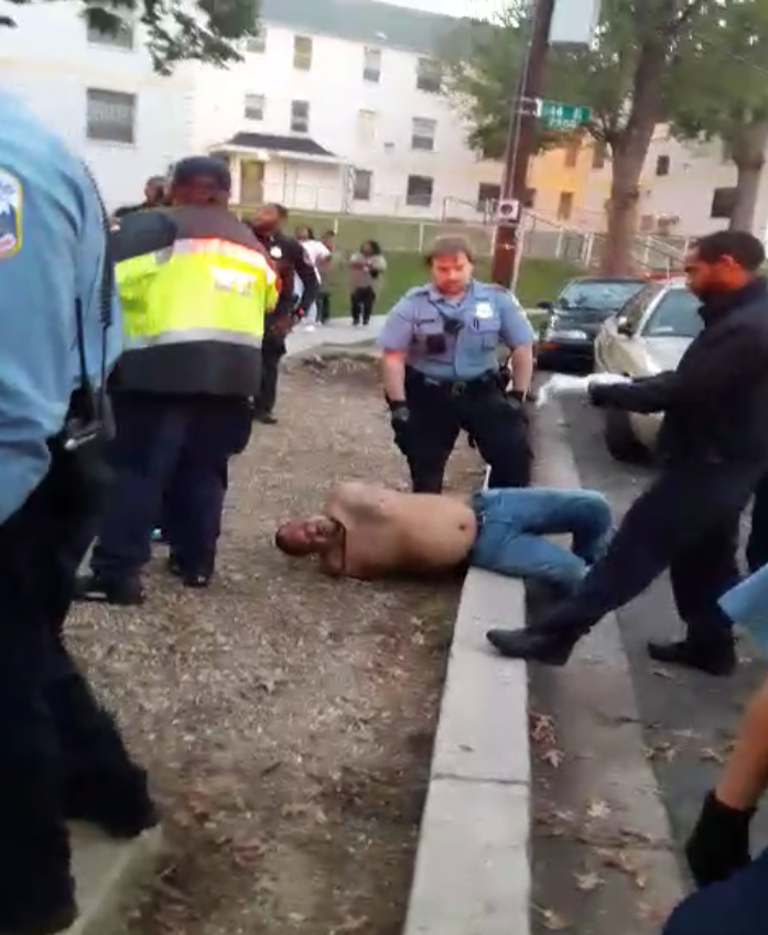 Mr. Shawn Robinson, during the assault by armed security, in the presence of MPD officers at Brookland Manor.