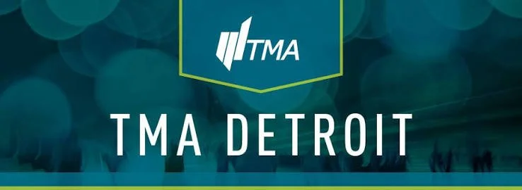 Logo of TMA Detroit, teal with white lettering