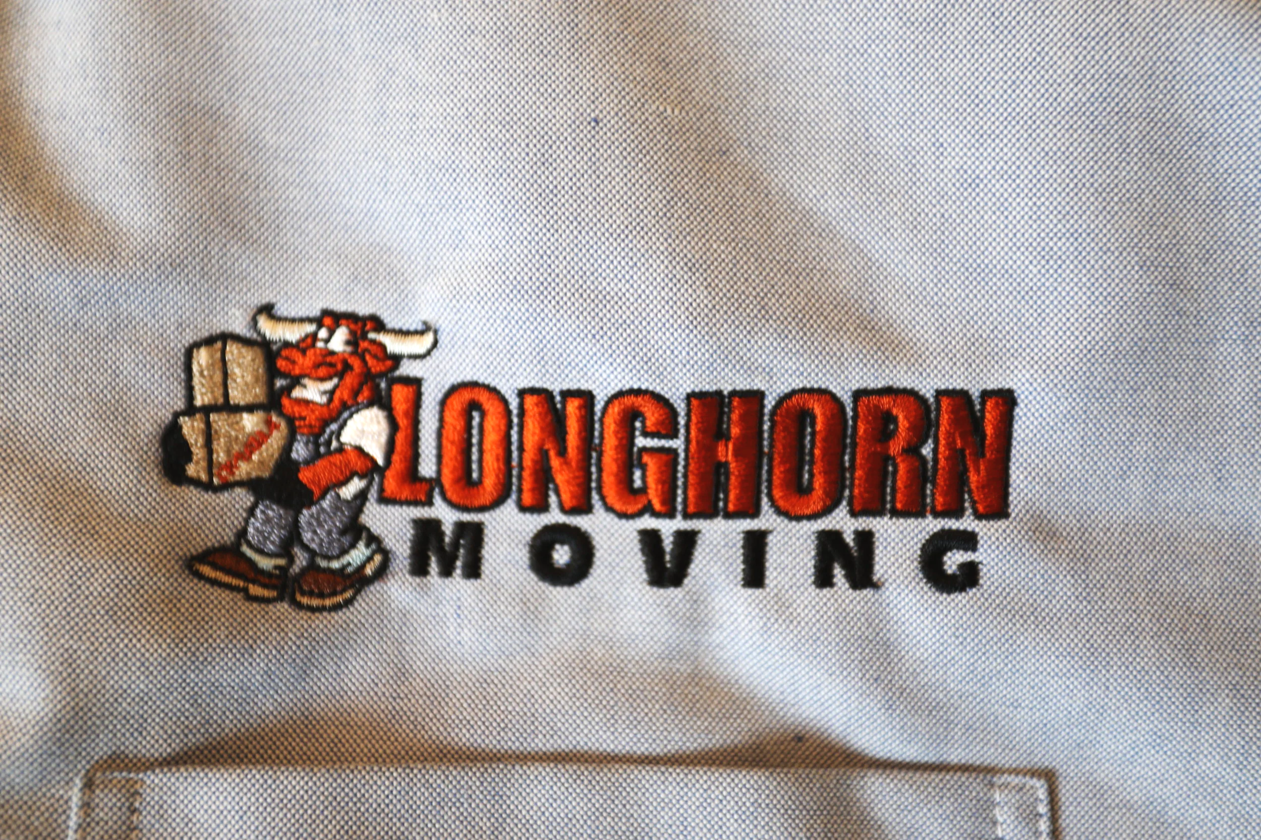  Shirt embroidered with Longhorn Moving logo 