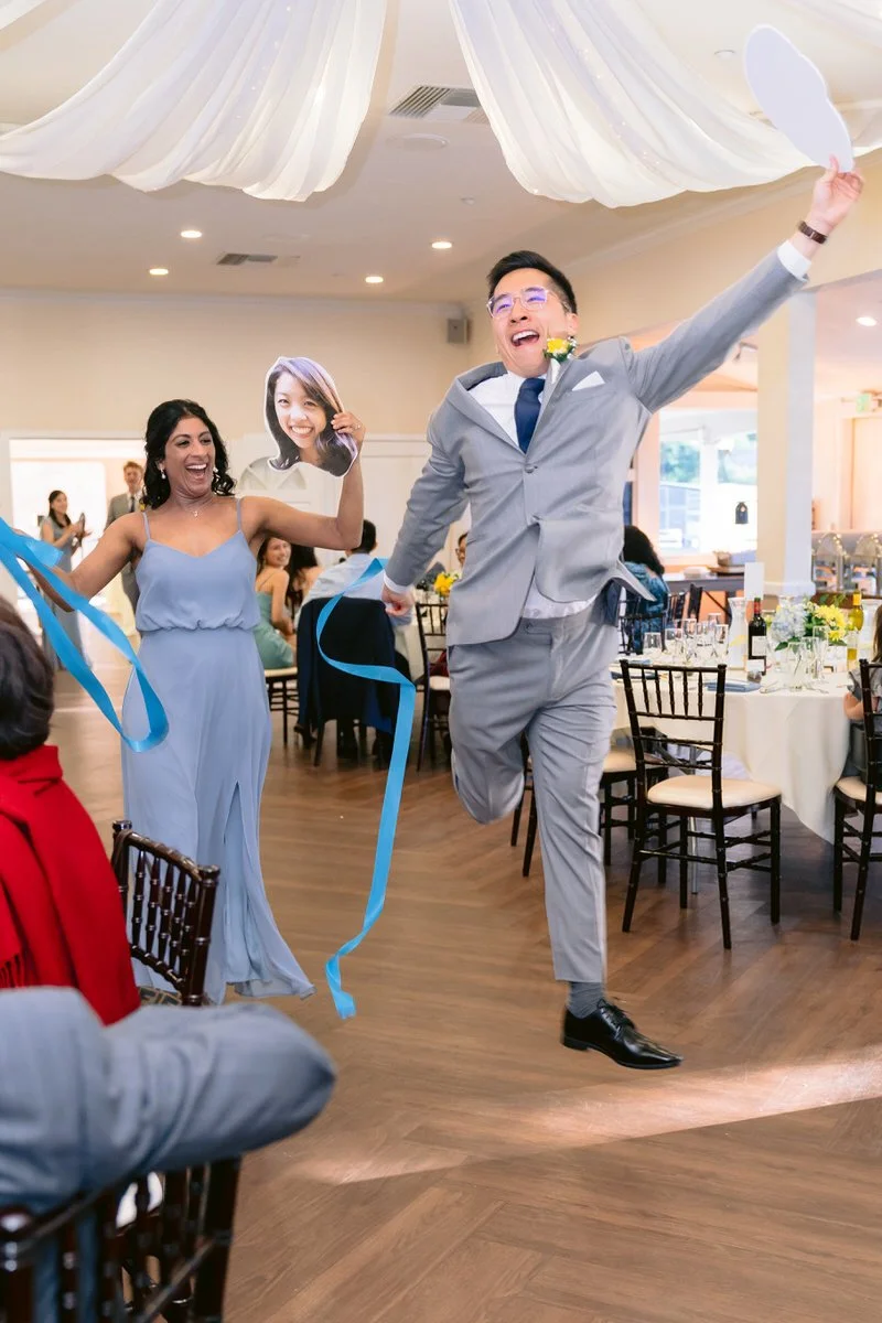 Fun and lively bridal party grand entrance at San Ramon Waters wedding
