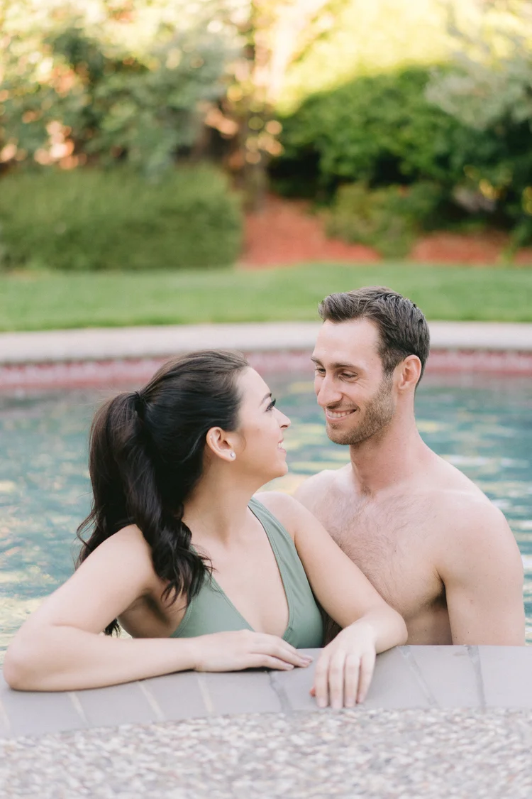 Fun and Romantic Summer Pool Engagement Session | San Jose, CA