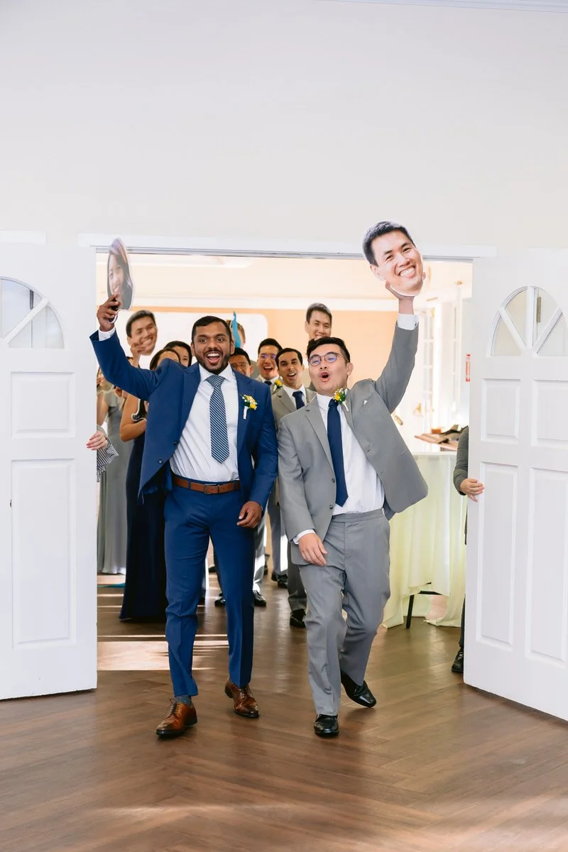Fun and lively bridal party grand entrance at San Ramon Waters wedding