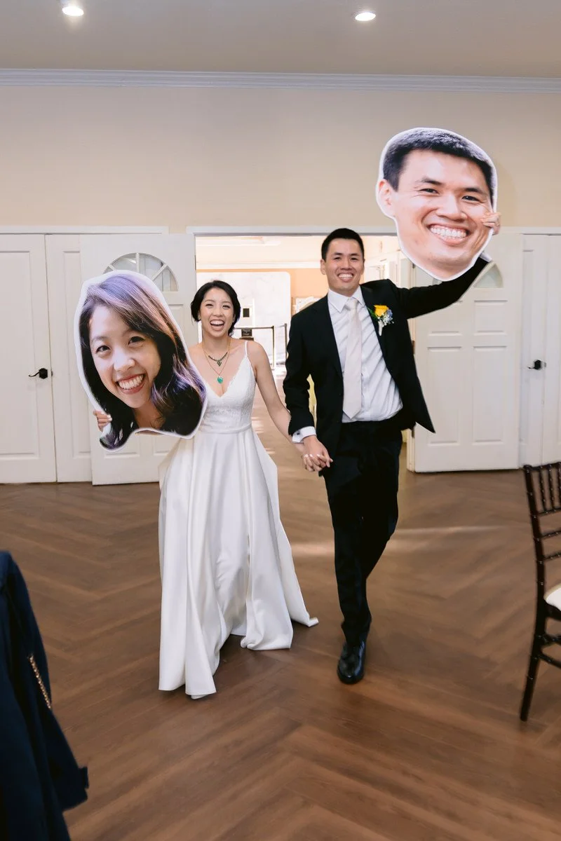 Fun bride and groom grand entrance at San Ramon Waters wedding