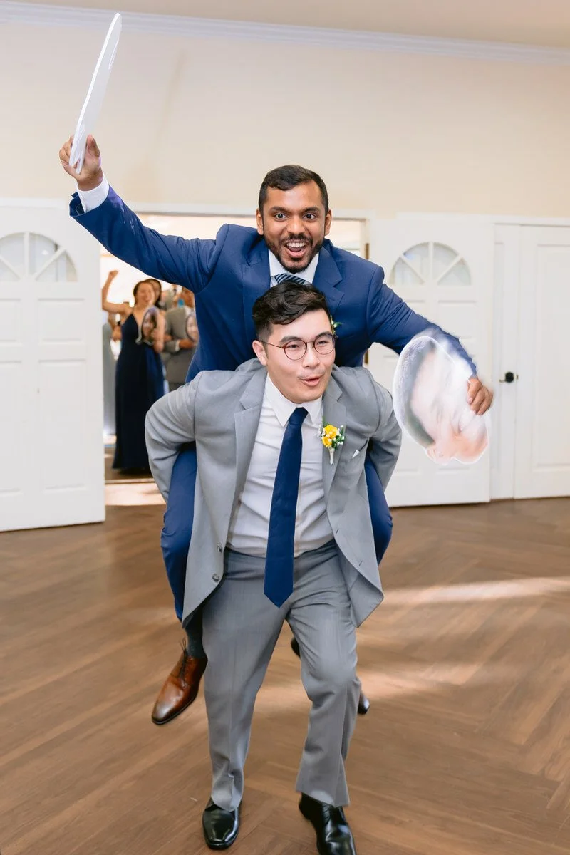 Fun and lively bridal party grand entrance at San Ramon Waters wedding