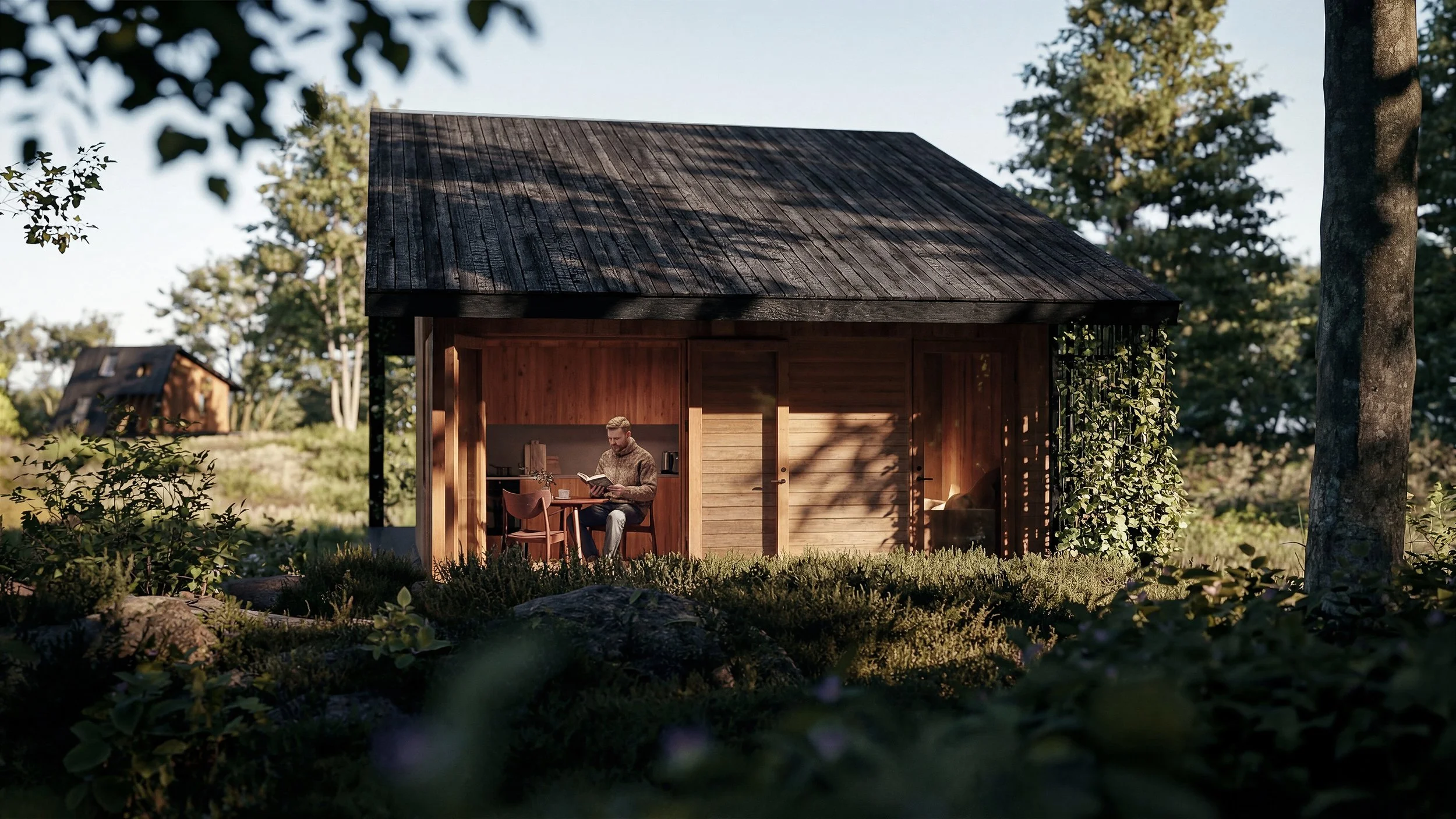woodland tiny house terrace