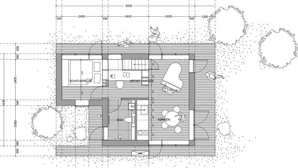 woodlan tiny house sketch first floor
