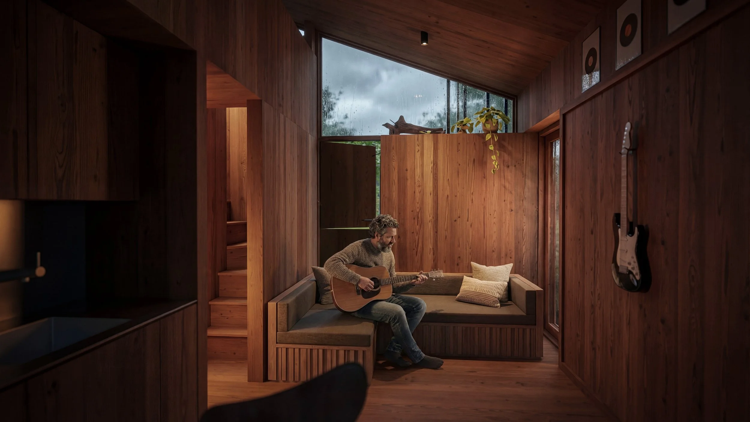 woodland tiny house living room