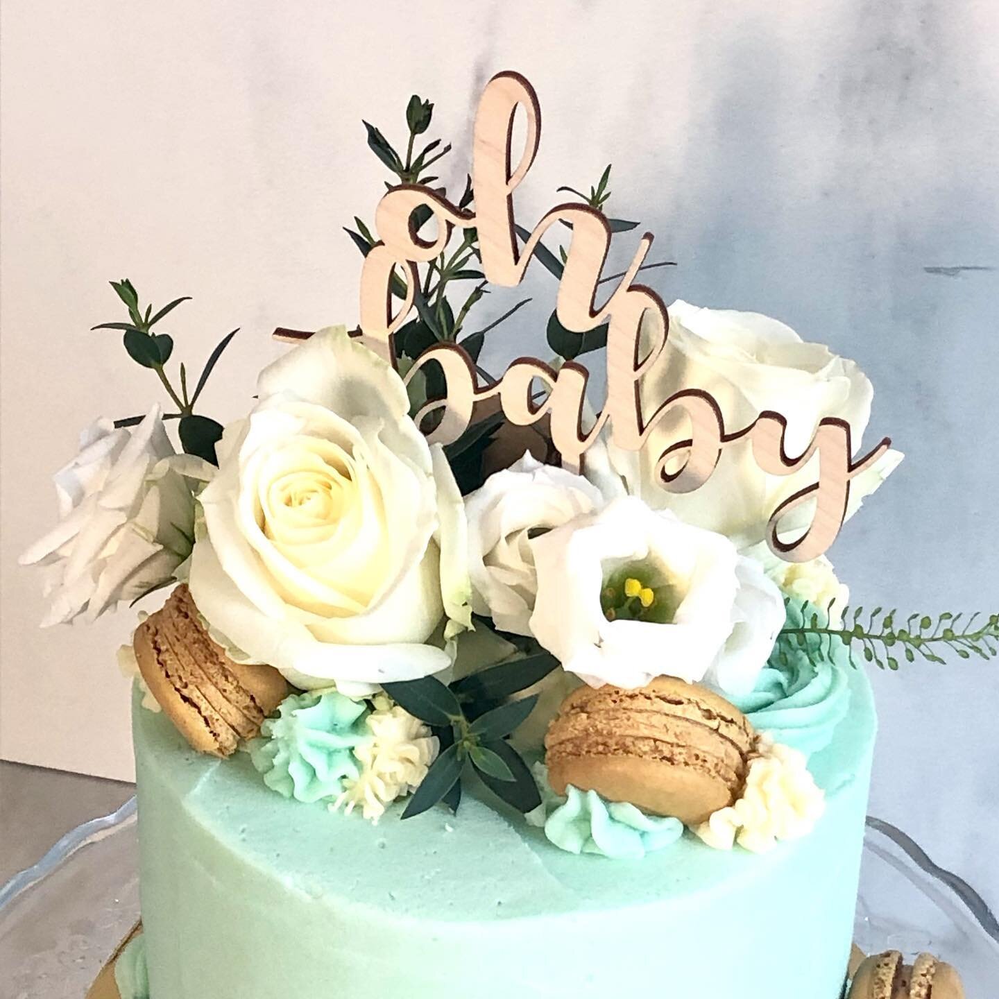 It&rsquo;s a boy!
I loved making this rich vanilla/caramel cake for a friend and long time client who is expecting her first child pretty soon! 
Cake: classic vanilla birthday cake, my signature homemade smoked caramel and American vanilla buttercrea