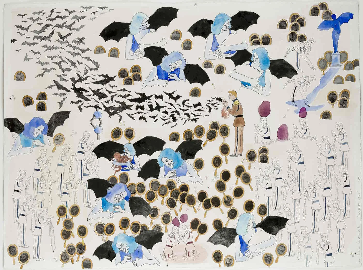 Damas de hielo Técnica mixta sobre papel 50 x 70 cm. 2014