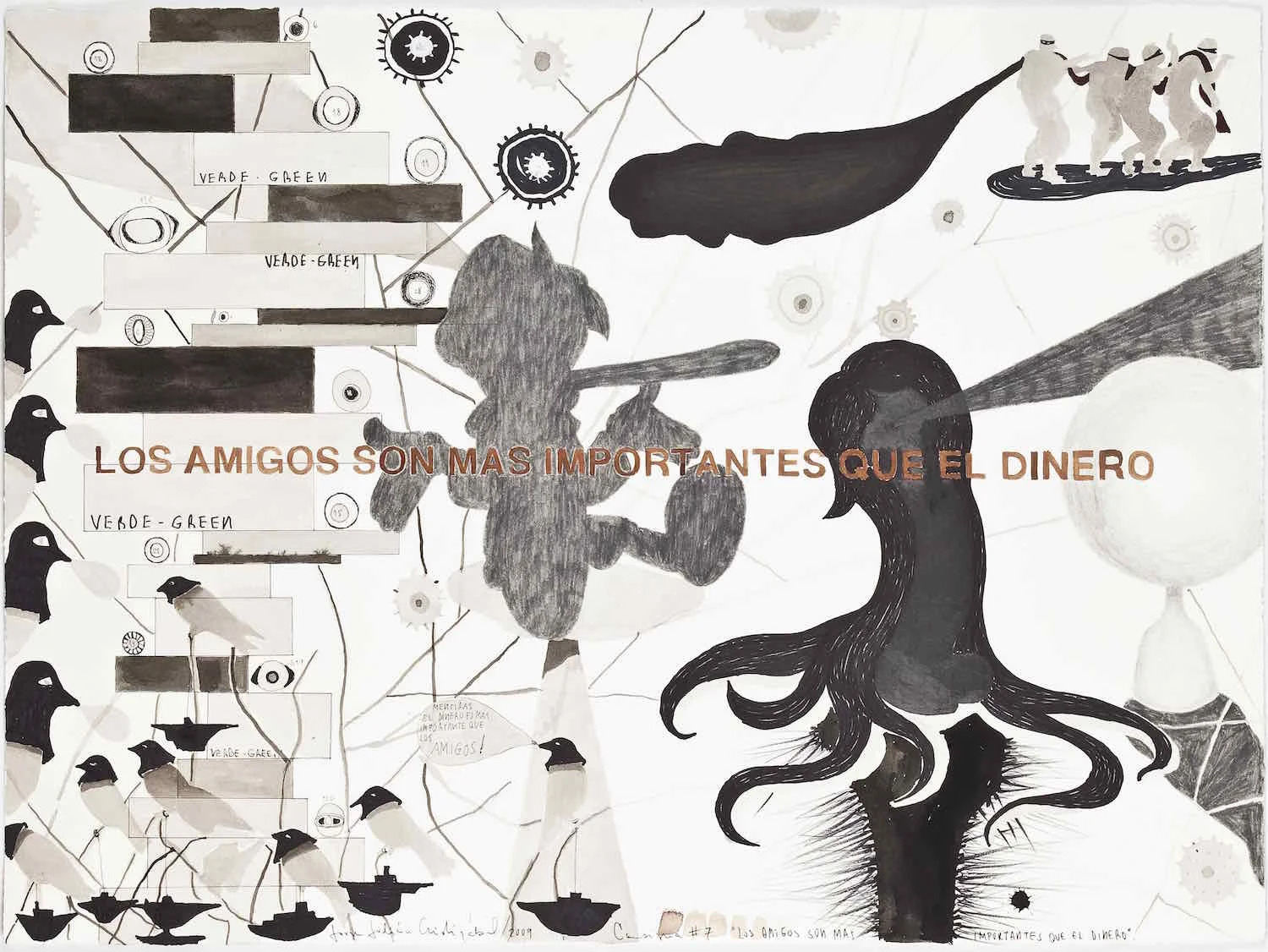 Consignas Tinta y grafito sobre papel 57 x 70 cm. 2010