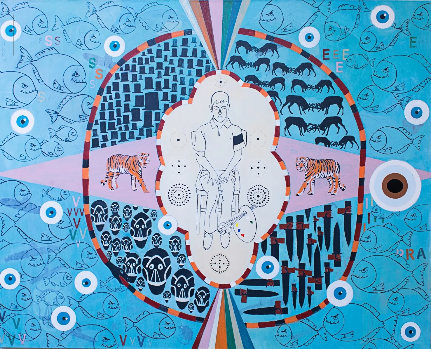 Colombia, divino país Acrílico sobre lienzo, 140 x 140 cm. 2018