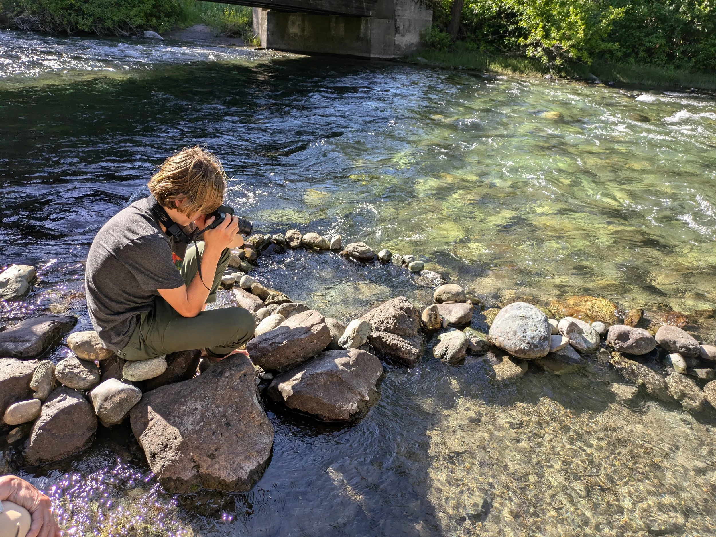 Corban Stanton photographed us catching bees, and also this snake he discovered fishing.