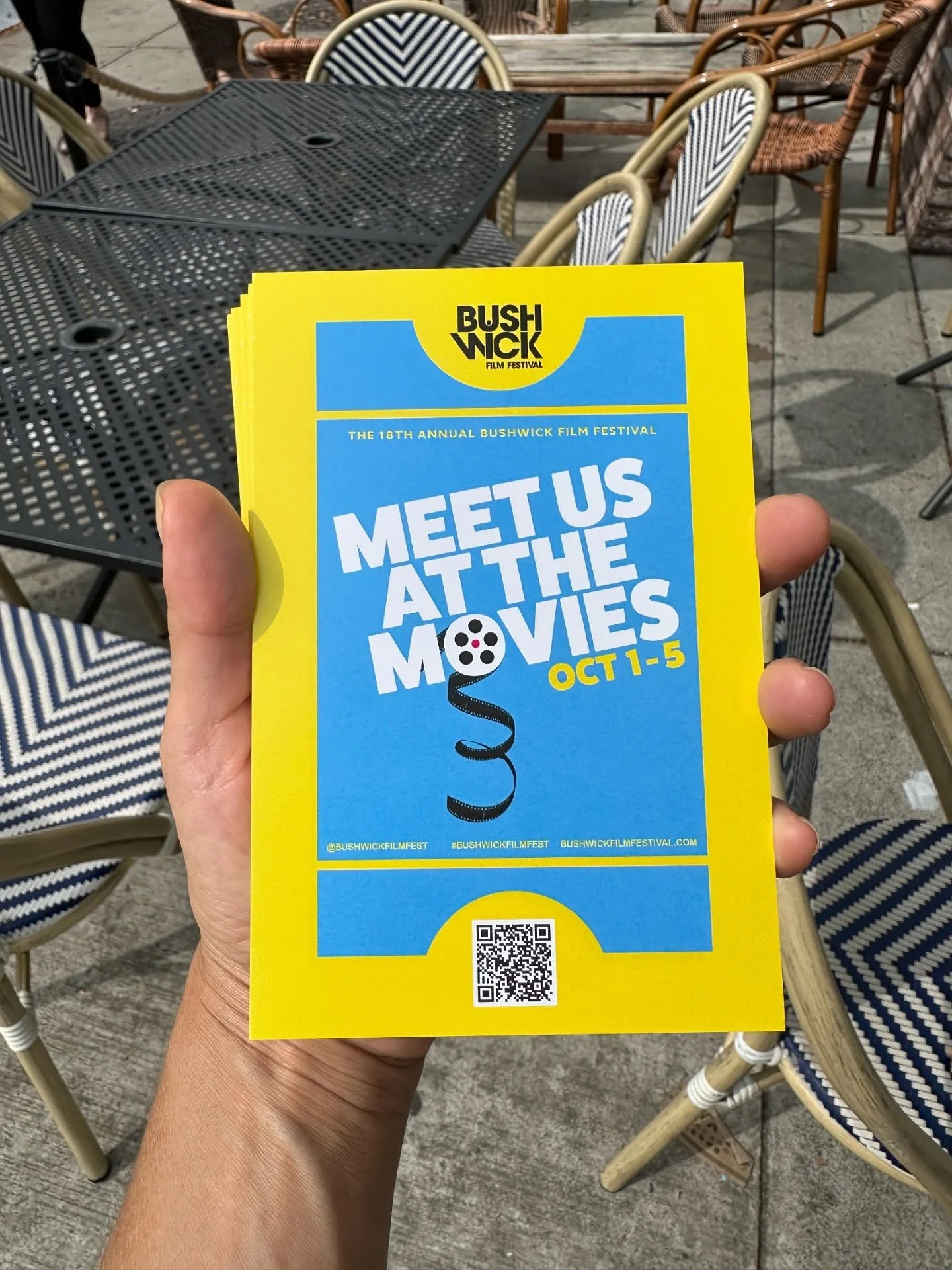 We hit the streets this weekend to share the #GoodNews — #BushwickFilmFest opens tomorrow  Oct 1! 🎉 If you see our #postcards & #posters around town, share a selfie with one and tag/send to us, we will send you a FREE99 ticket. Yep, we sai