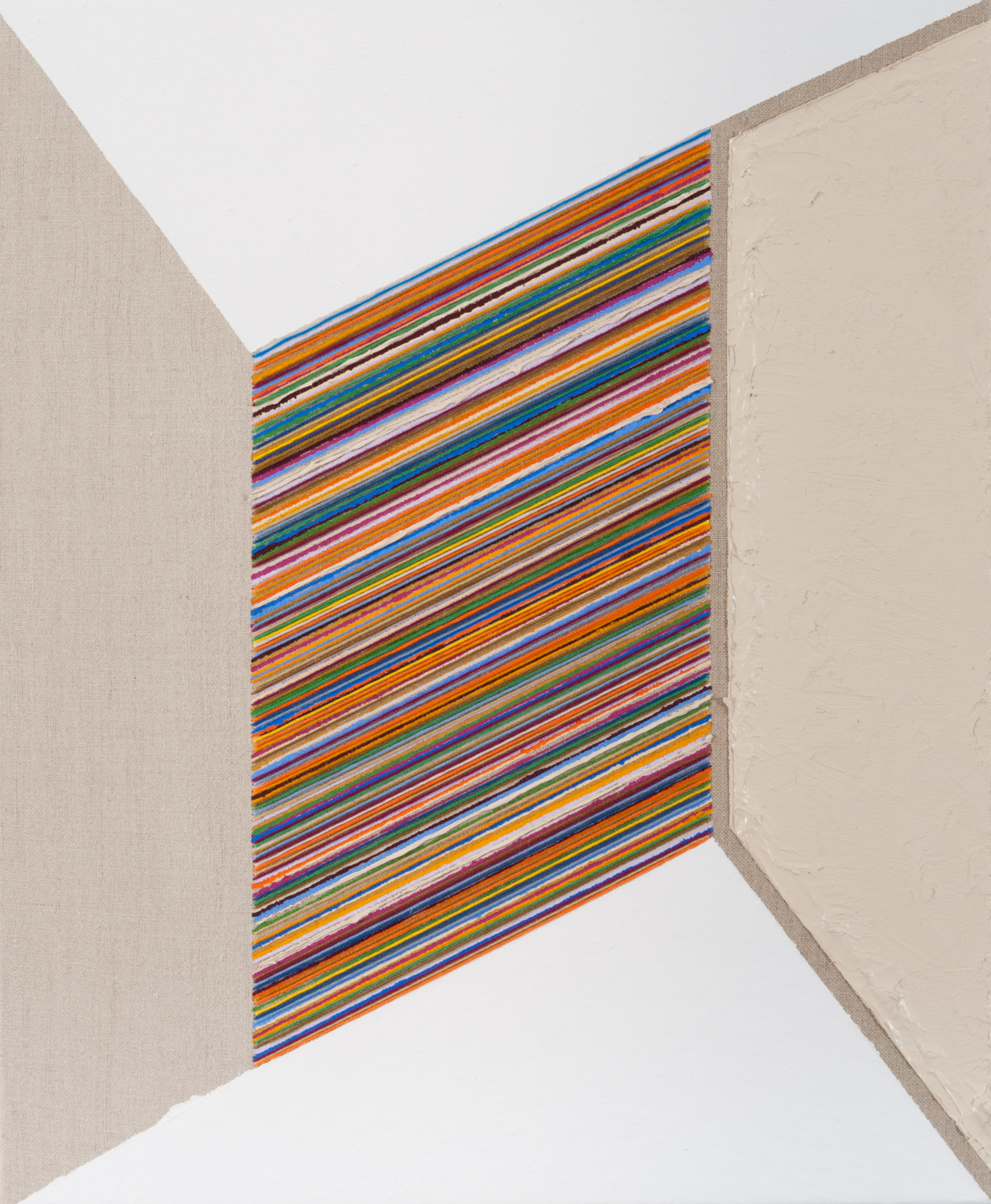 3 - Trouble, 2014 17x14 Flashe, acrylic and mixed thread and floss on linen .jpg