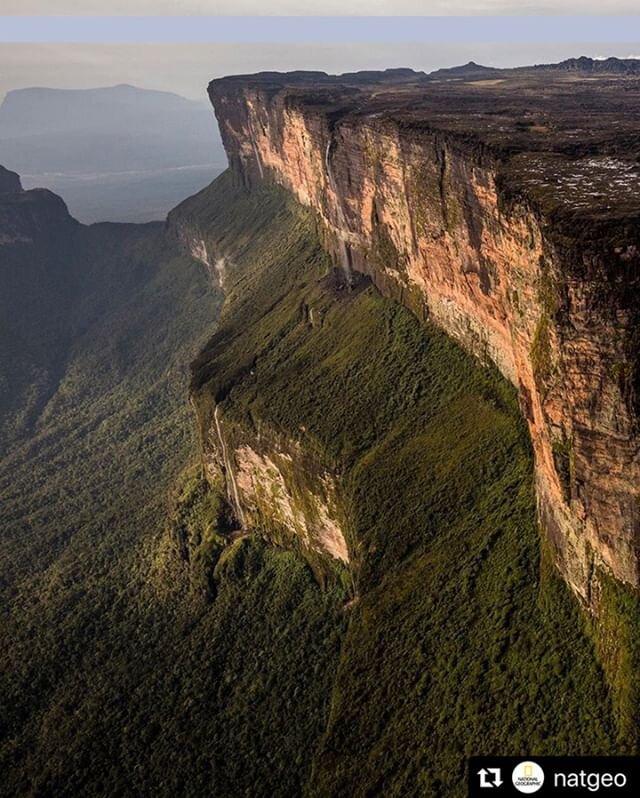 The slowness of time and the depth to remember to sit still, we continually find in nature.⁠
⁠
@natgeo⁠
⁠
Photo by George Steinmetz @geosteinmetz | The &quot;prow&quot; of Mt. Roraima, one of the most spectacular tepuis in Canaima National Park, stra