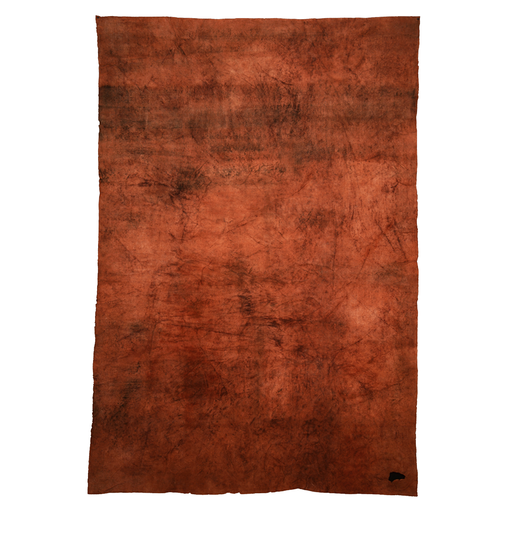   Elements: Fire , mulberry paper, sea water, soil, charcoal, dark orange ochre, dragon’s blood, 2014 