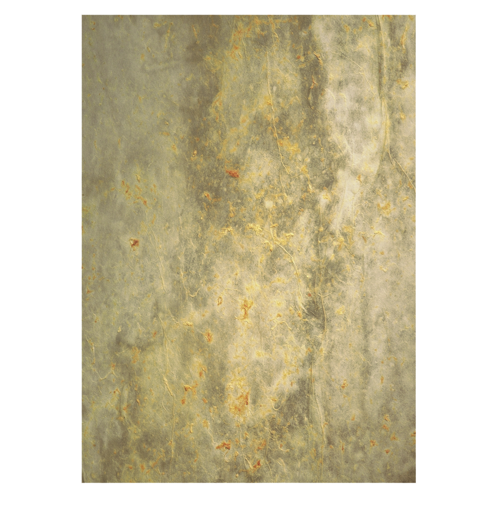   Untitled , detail of original 144" x 36", mulberry paper, albumen, oranges, wax medium 