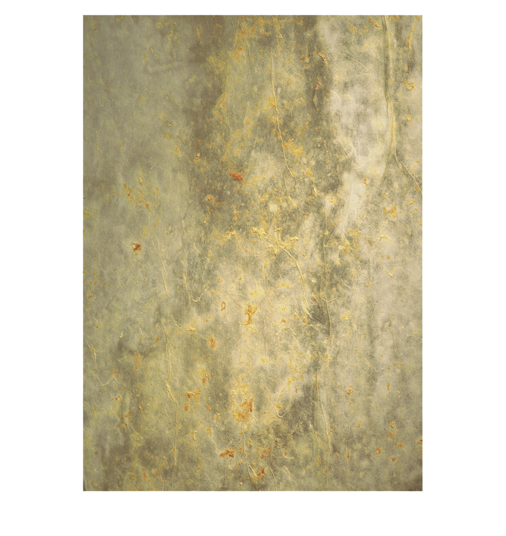 Untitled , detail of original 144" x 36", mulberry paper, albumen, oranges, wax medium