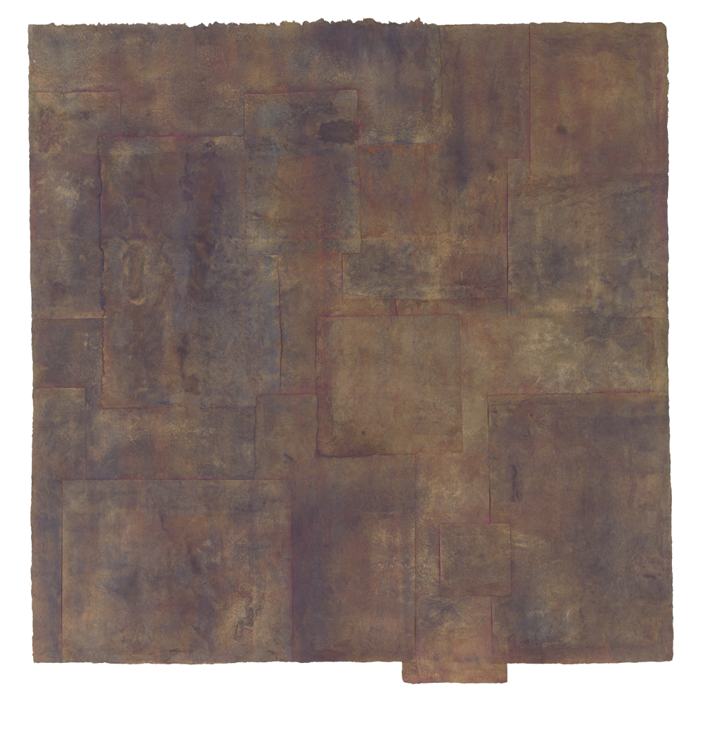 Amate 2 , earth and plant pigments, indigo, soil, & sea water on paper, 18” x 36”, 2018