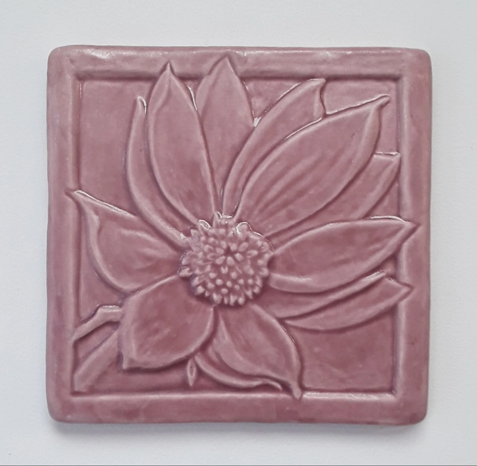 Coneflower tile in Sweets Pink glaze