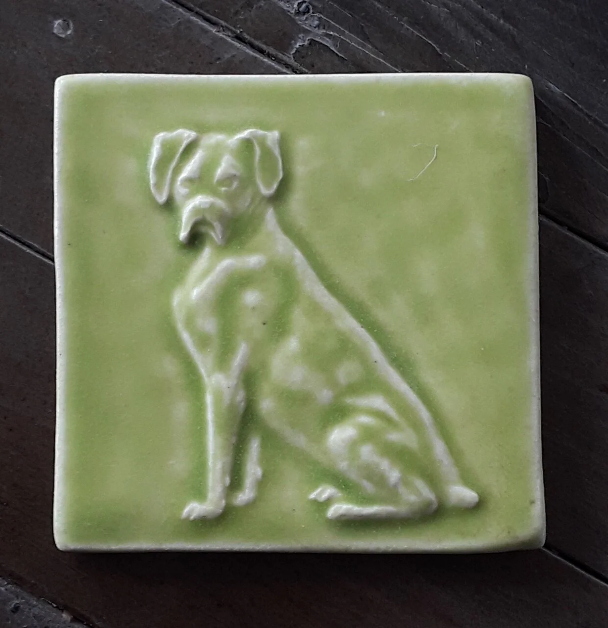 Boxer Dog Ceramic Art Tile. Capture your Boxer's loyal spirit with this handmade ceramic art tile. A beautiful, lasting gift or a stunning addition to your custom tile mural or backsplash.
