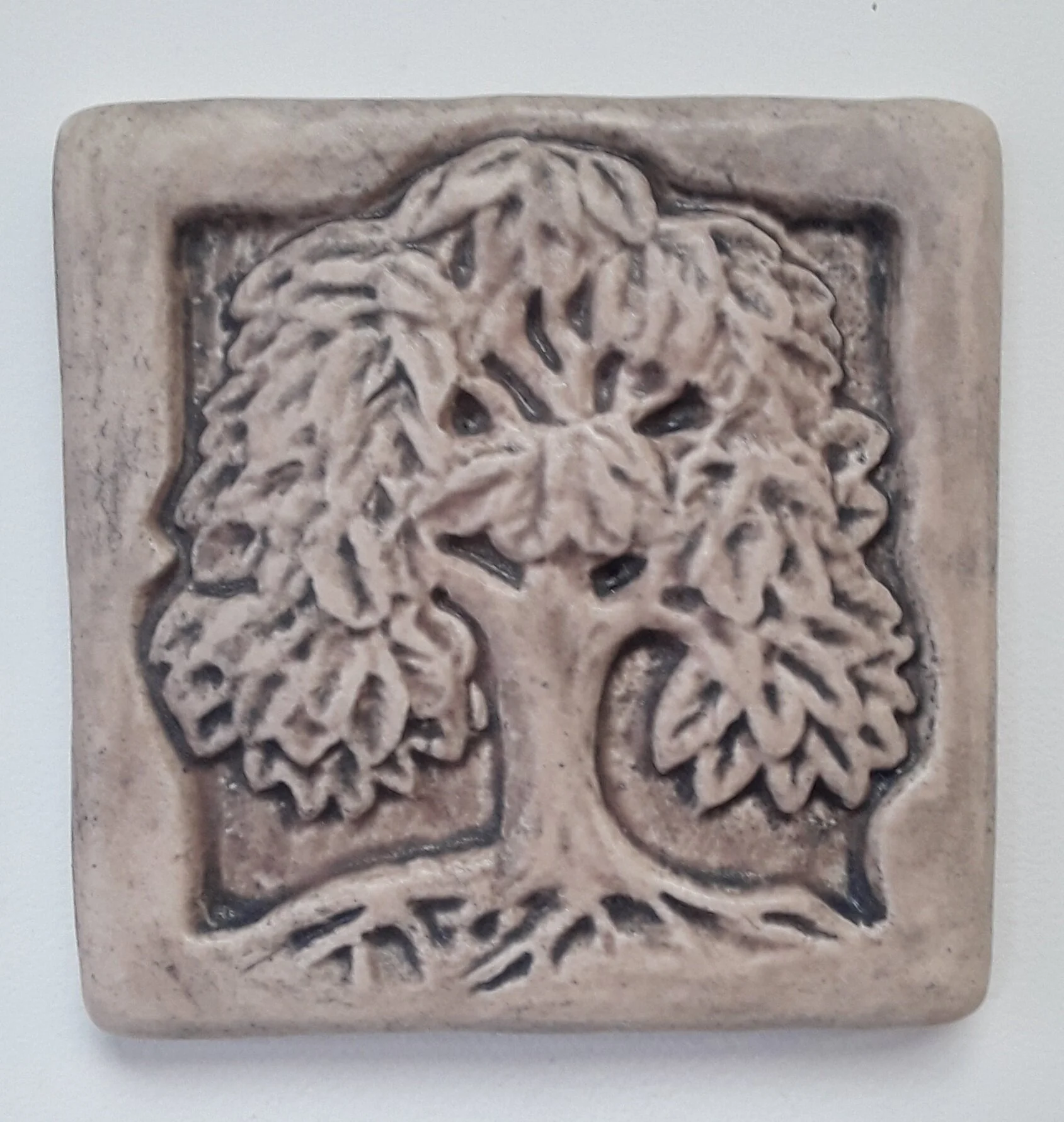 Tree Tile in Sepia Brown Glaze