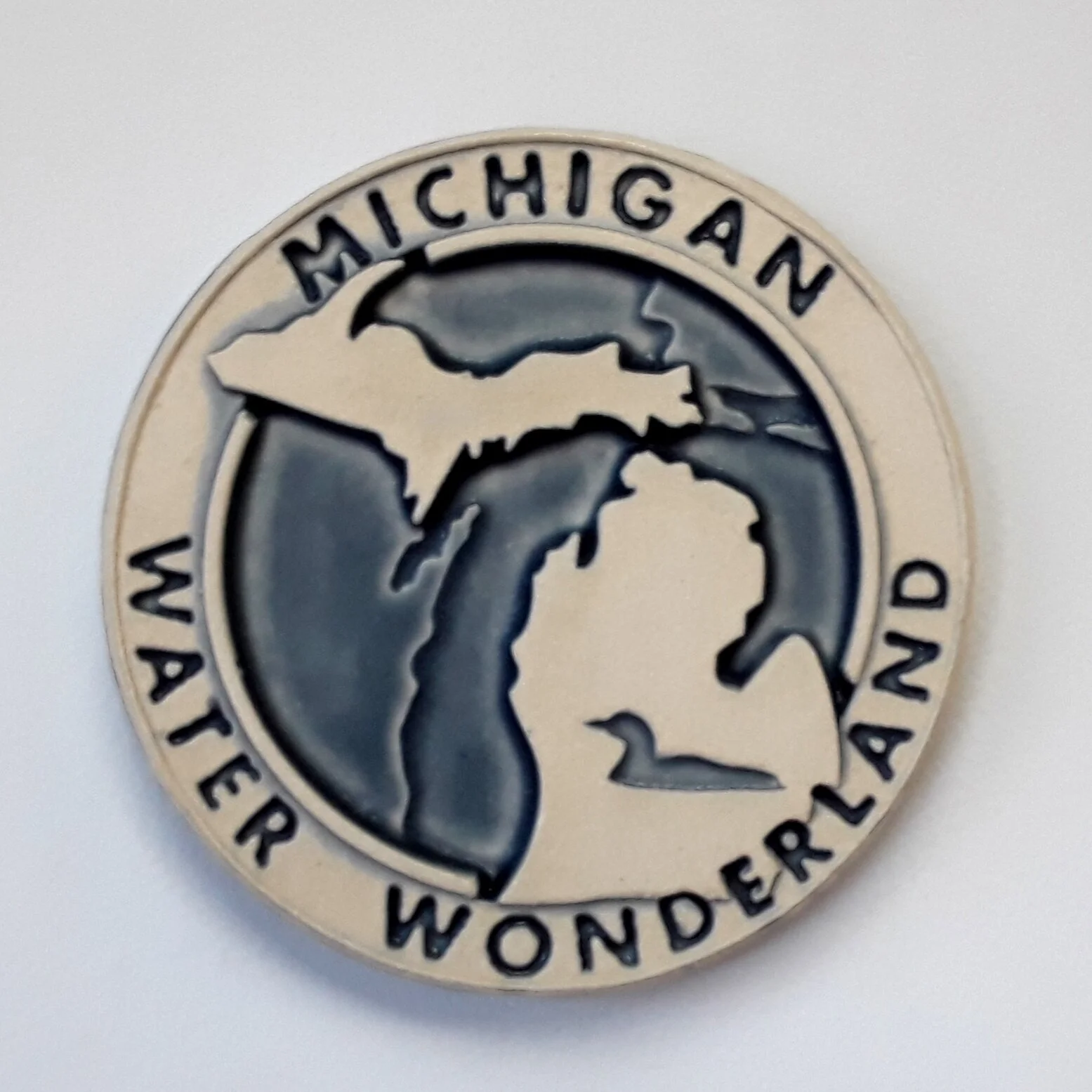 Michigan Water Wonderland Art Tile in Smoky Blue glaze