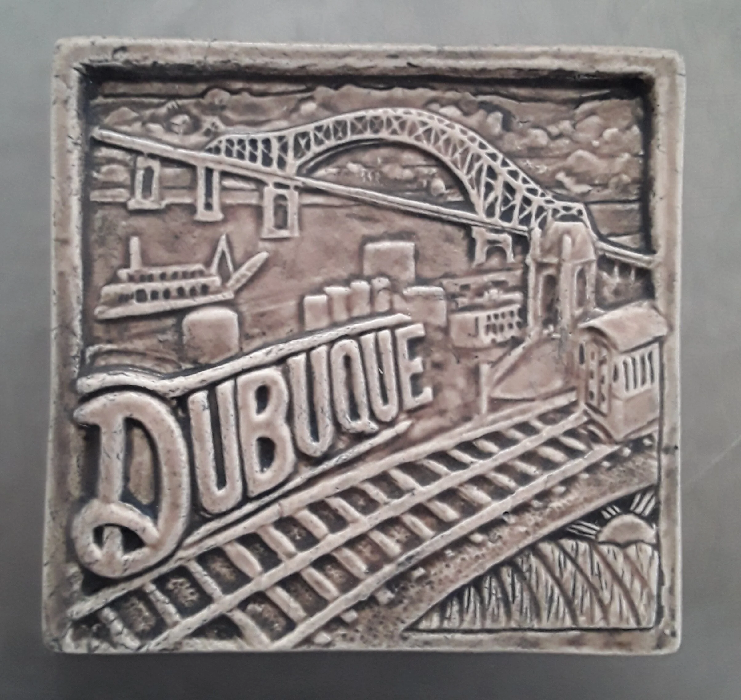 Dubuque Art Tile in Sepia Brown glaze  by Whistling Frog Tile Company