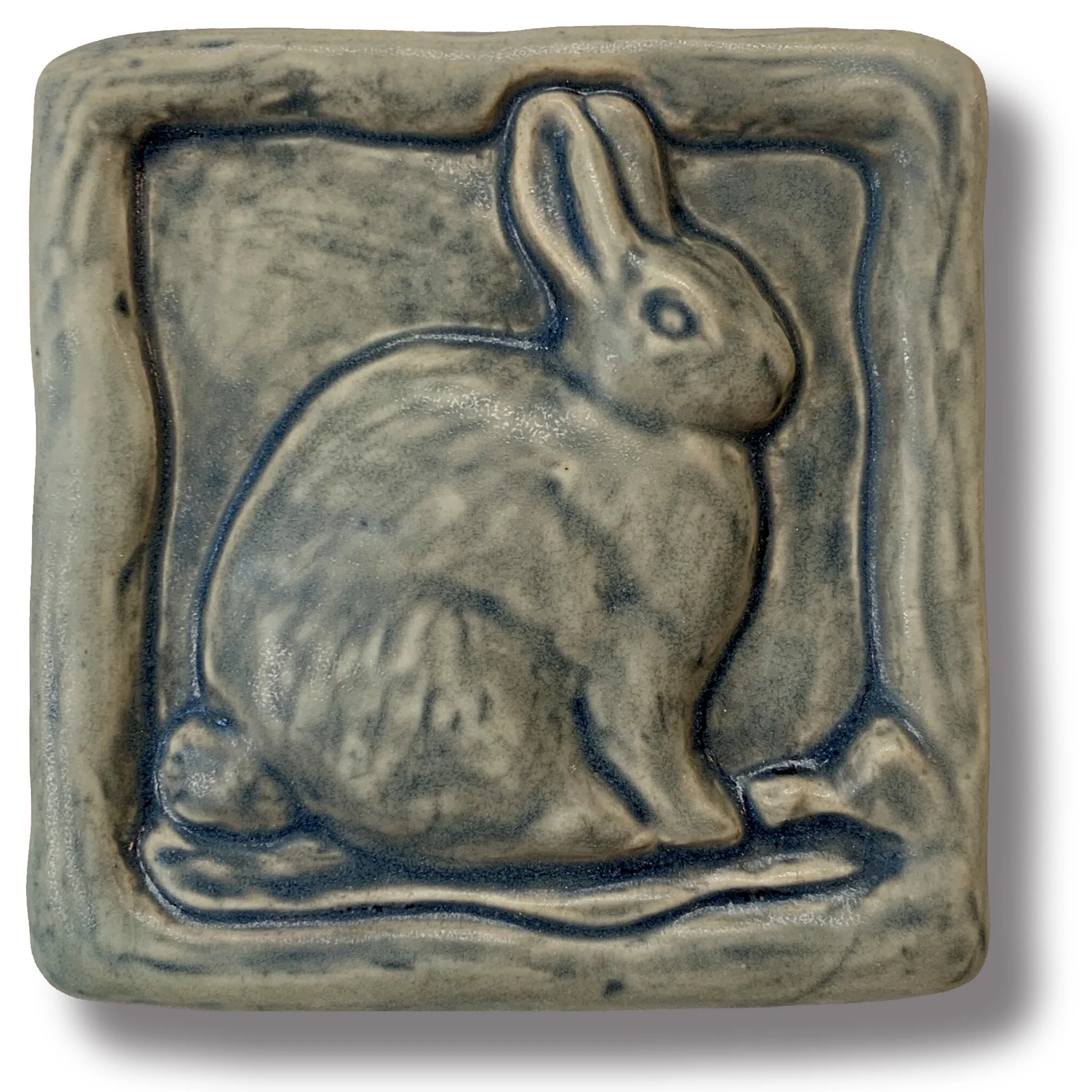 Rabbit Art Tile Sepia Brown Glaze